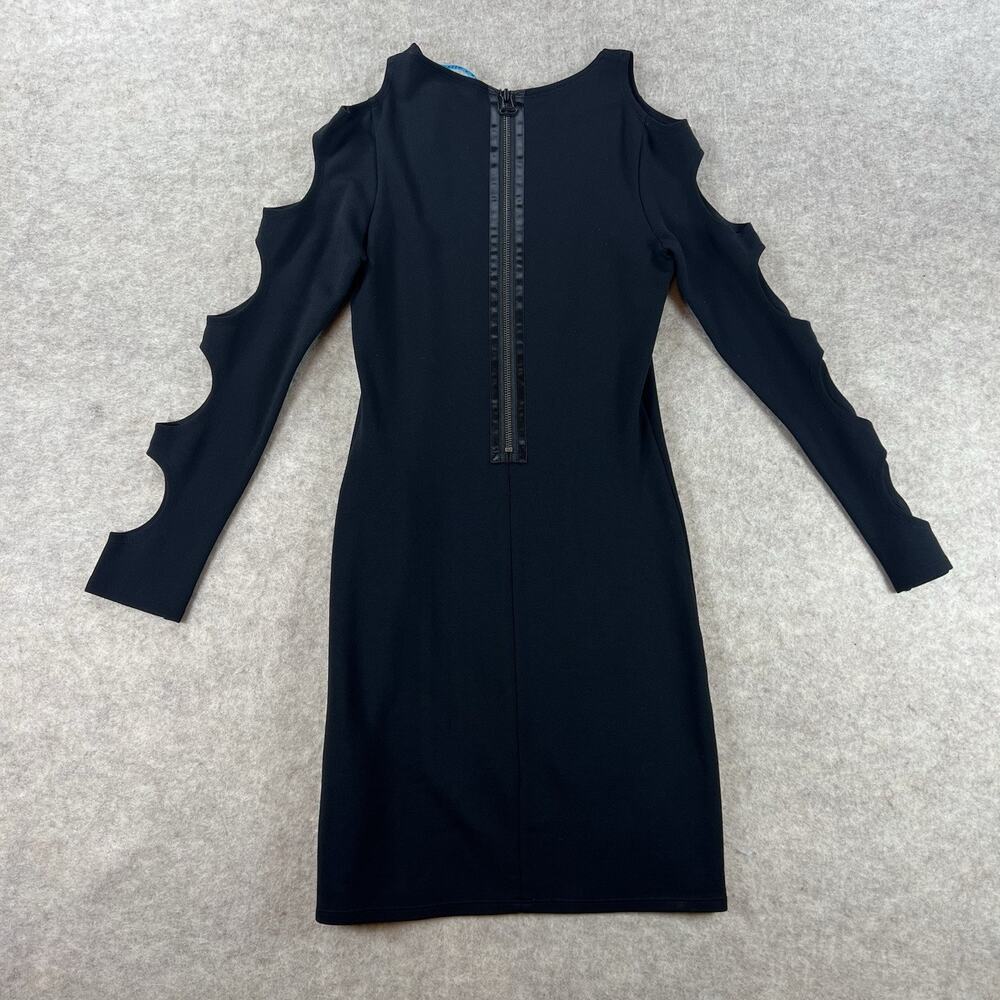 Alice + Olivia Black Cold Shoulder Bodycon Mini Dress Cut Out Sleeves Size XS - Picture 3 of 8